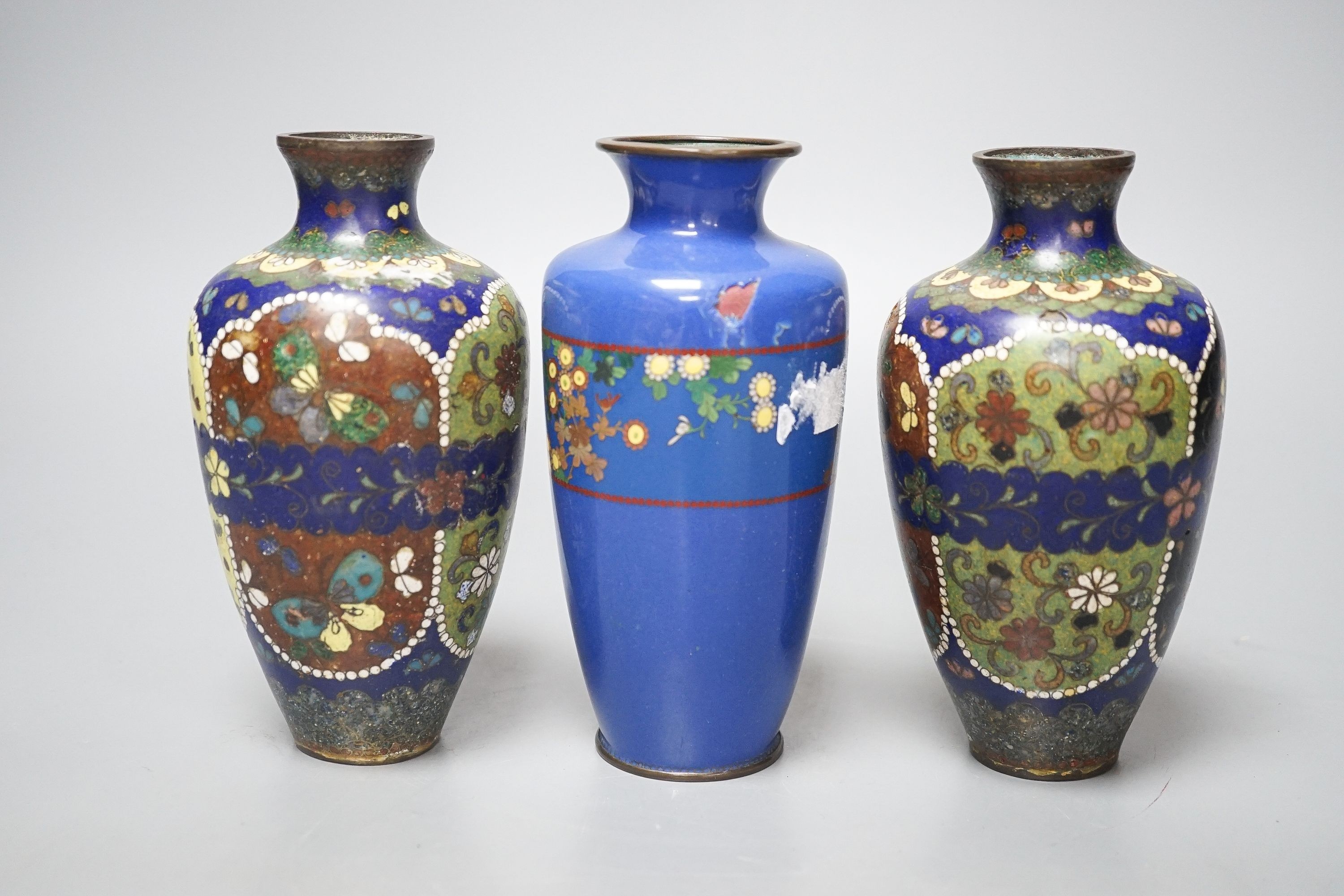 A group of Japanese ceramics and cloisonne enamel wares 19cm